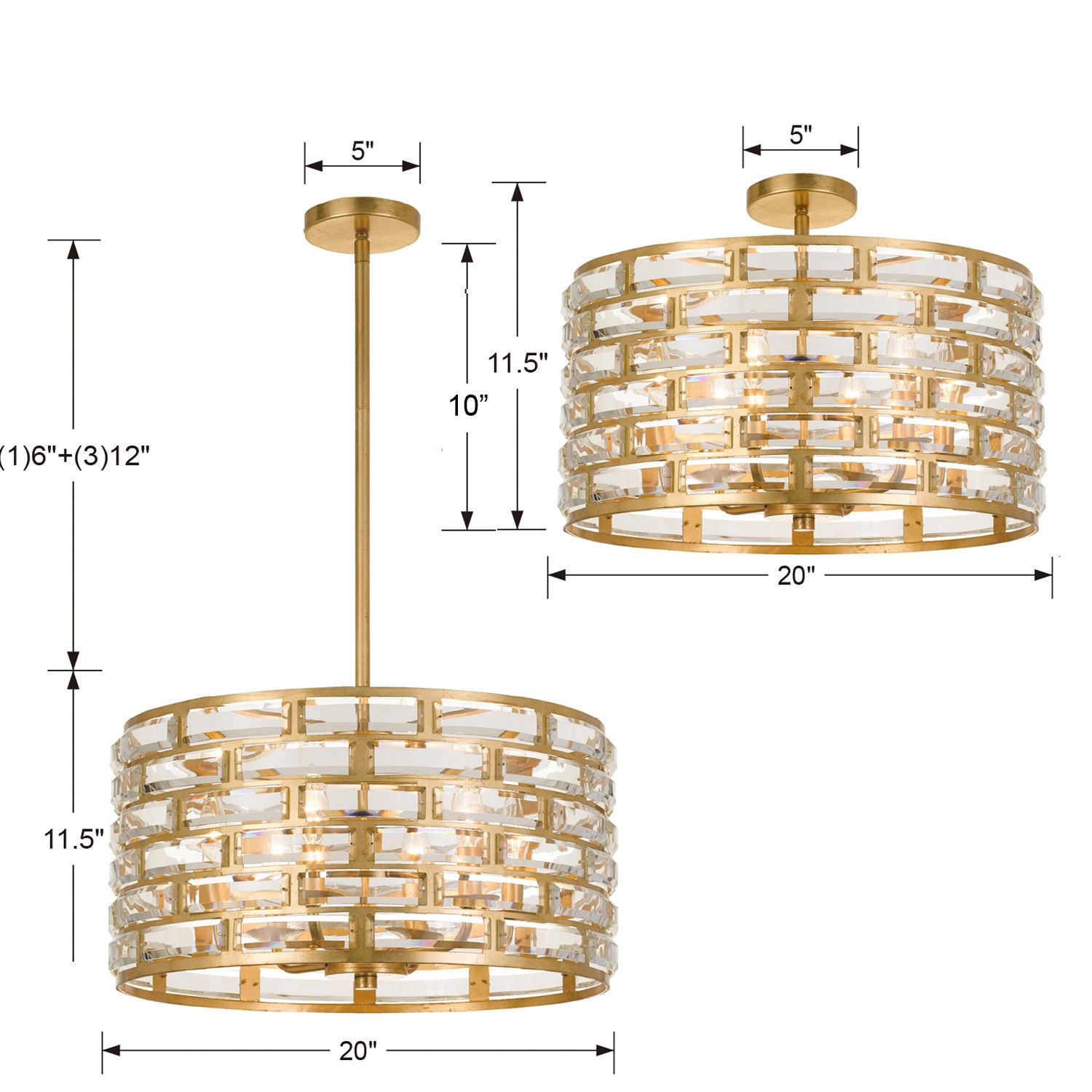 Crystorama - MER-4866-GA - Six Light Chandelier - Meridian - Antique Gold