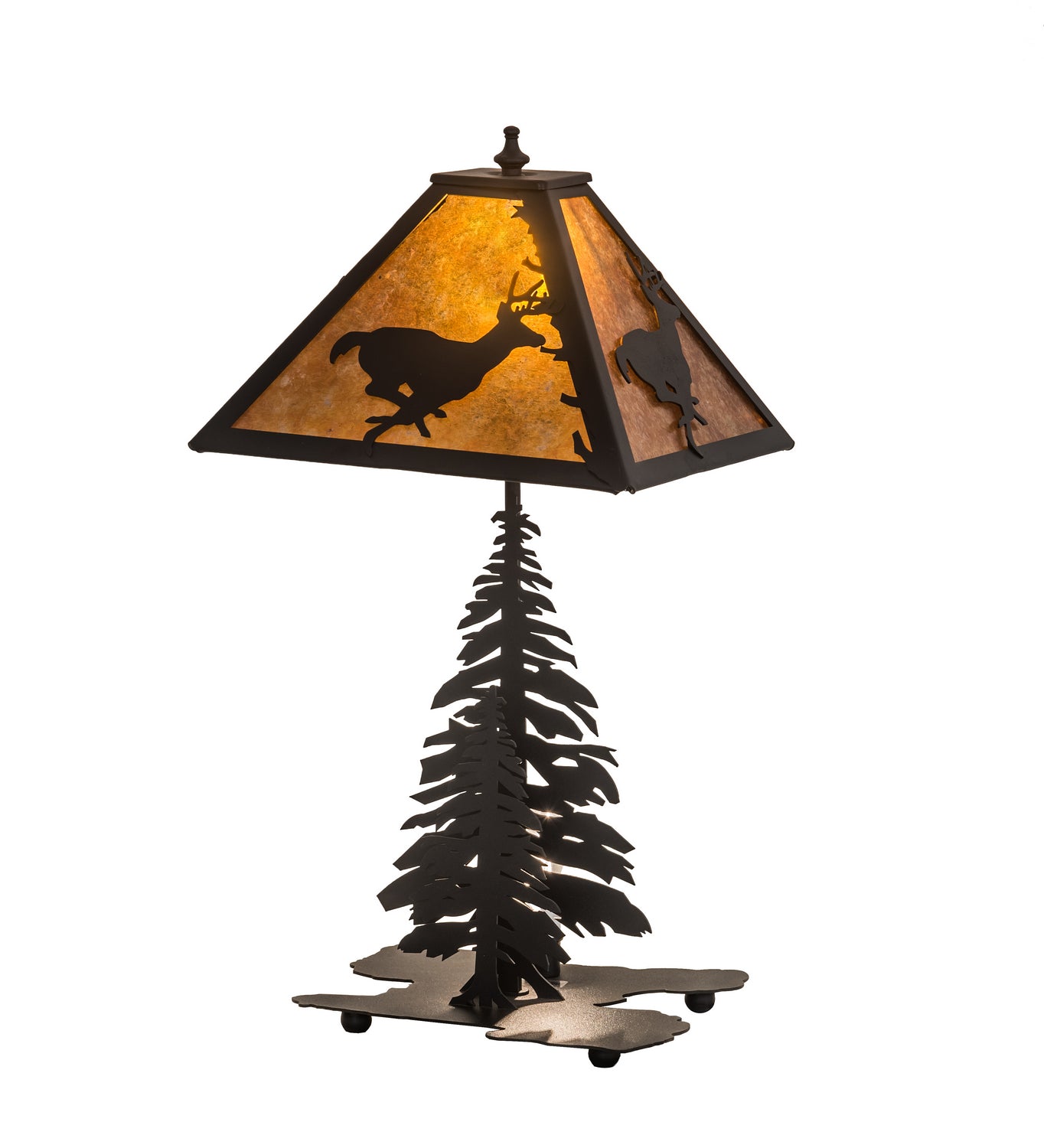 Meyda Tiffany - 194300 - Two Light Table Lamp - Deer On The Loose - Black Metal