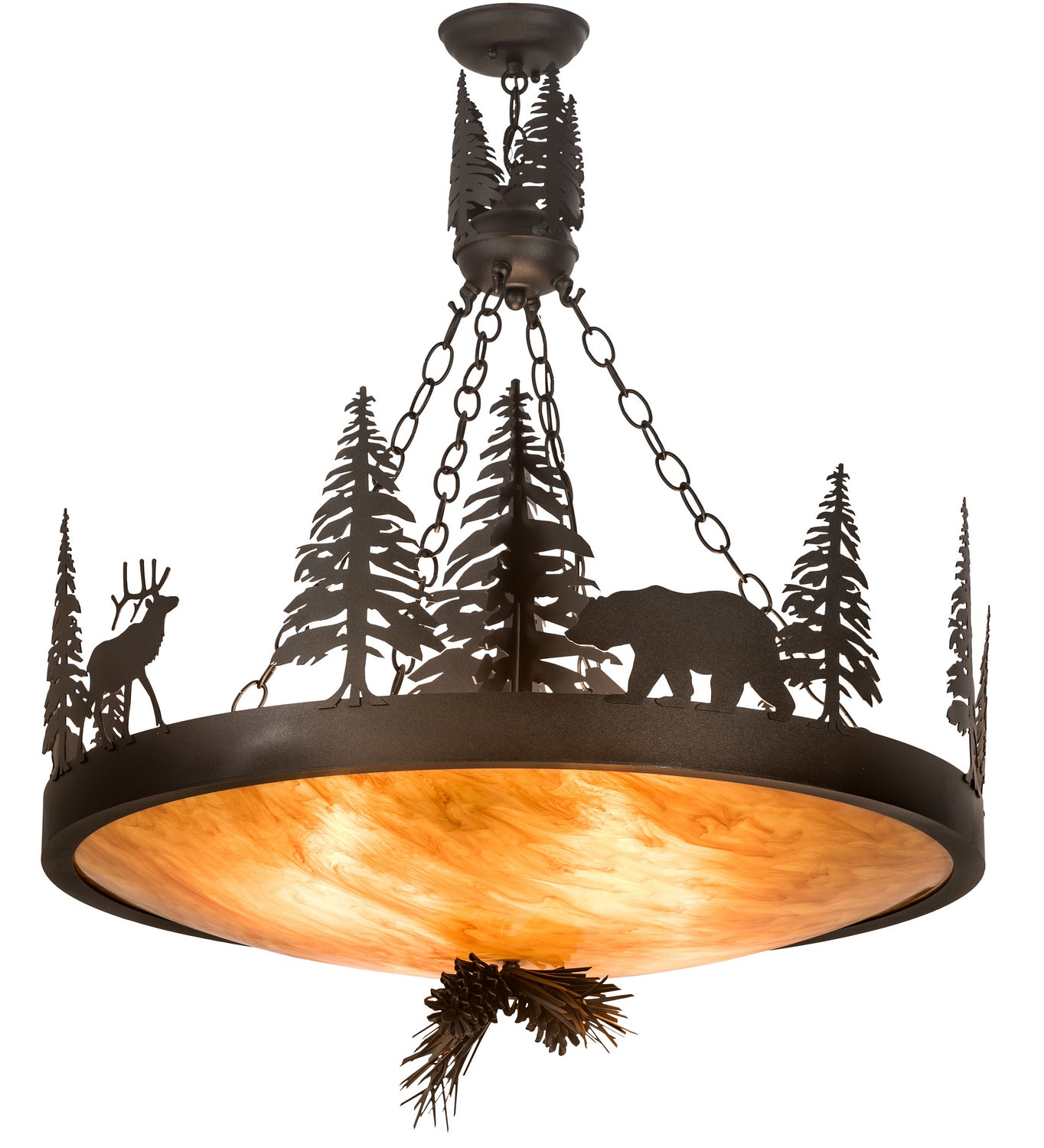 Meyda Tiffany - 194328 - Four Light Chandelier - Wildlife At Dusk - Textured Black