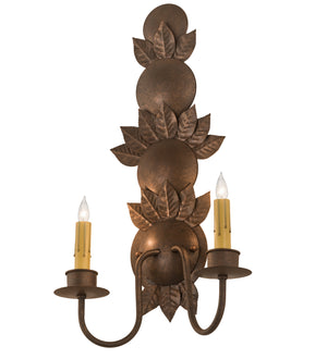 Meyda Tiffany - 195003 - Two Light Wall Sconce - Tole Leaf - Antique Rust