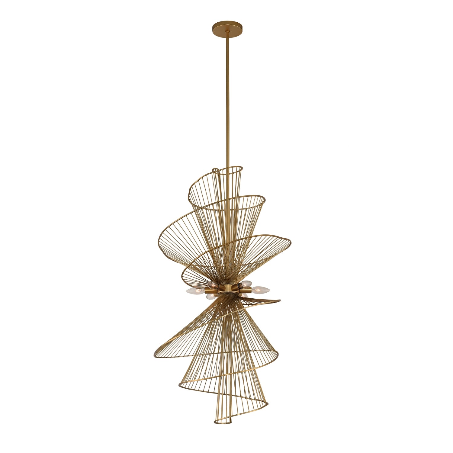 Kalco - 315950NRB - Six Light Foyer Pendant - Aurora - Nordic Brass