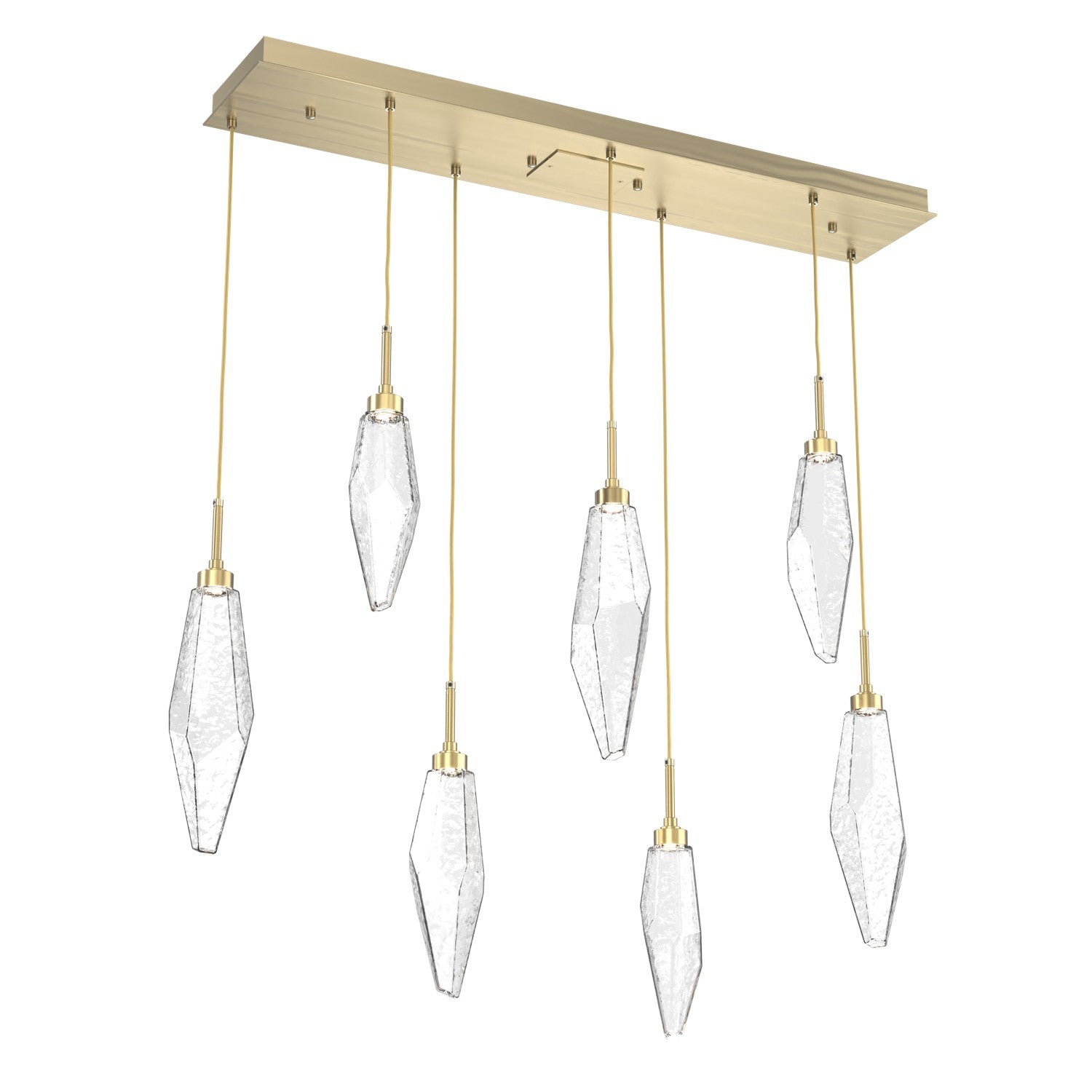 Hammerton Studio - PLB0050-07-HB-CC-C01-L1 - LED Linear Pendant - Rock Crystal - Heritage Brass