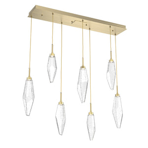 Hammerton Studio - PLB0050-07-HB-CC-C01-L1 - LED Linear Pendant - Rock Crystal - Heritage Brass