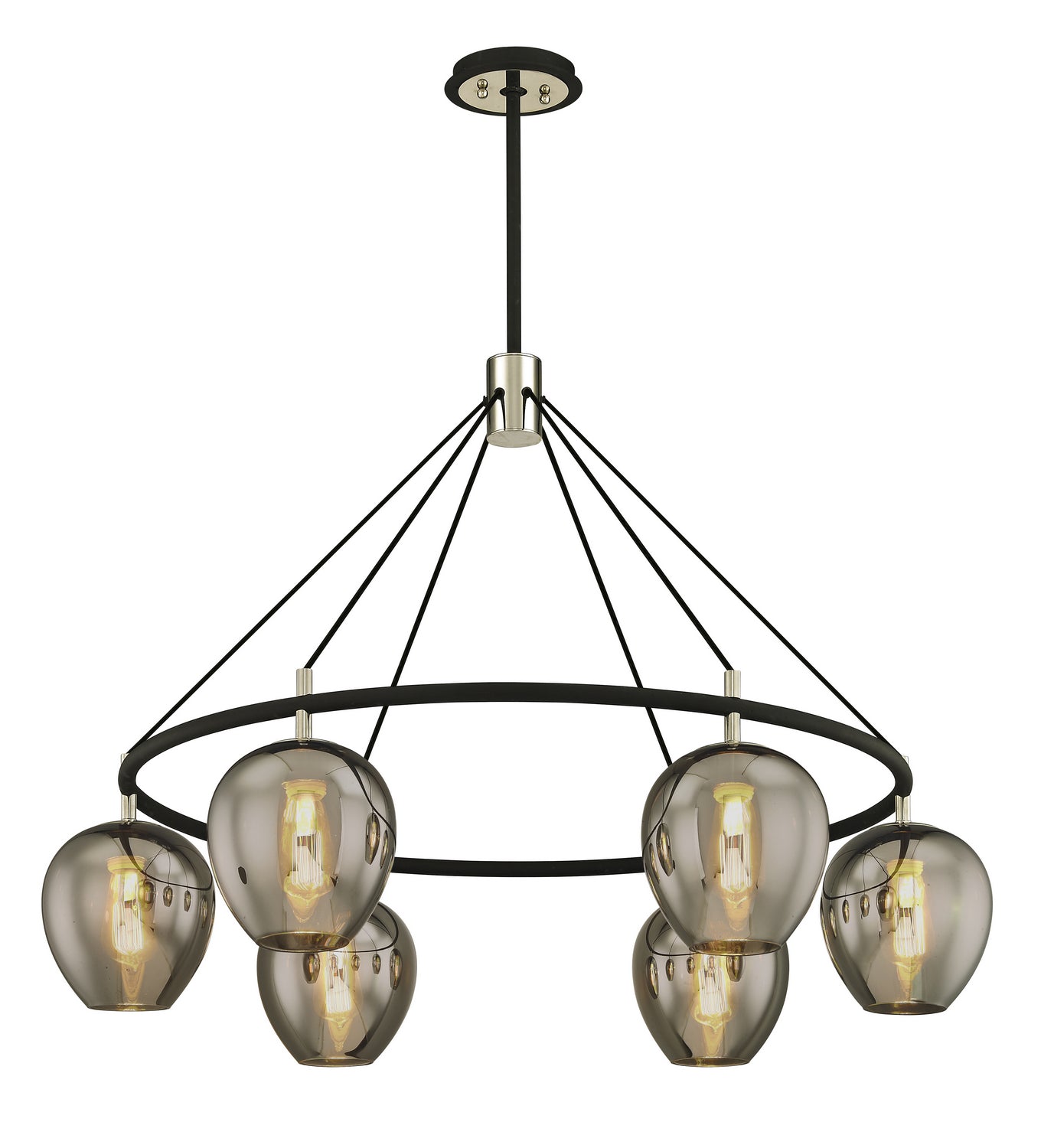 Troy Lighting - F6216-TBK/PN - Six Light Chandelier - Iliad - Textured Black & Polish Nickel