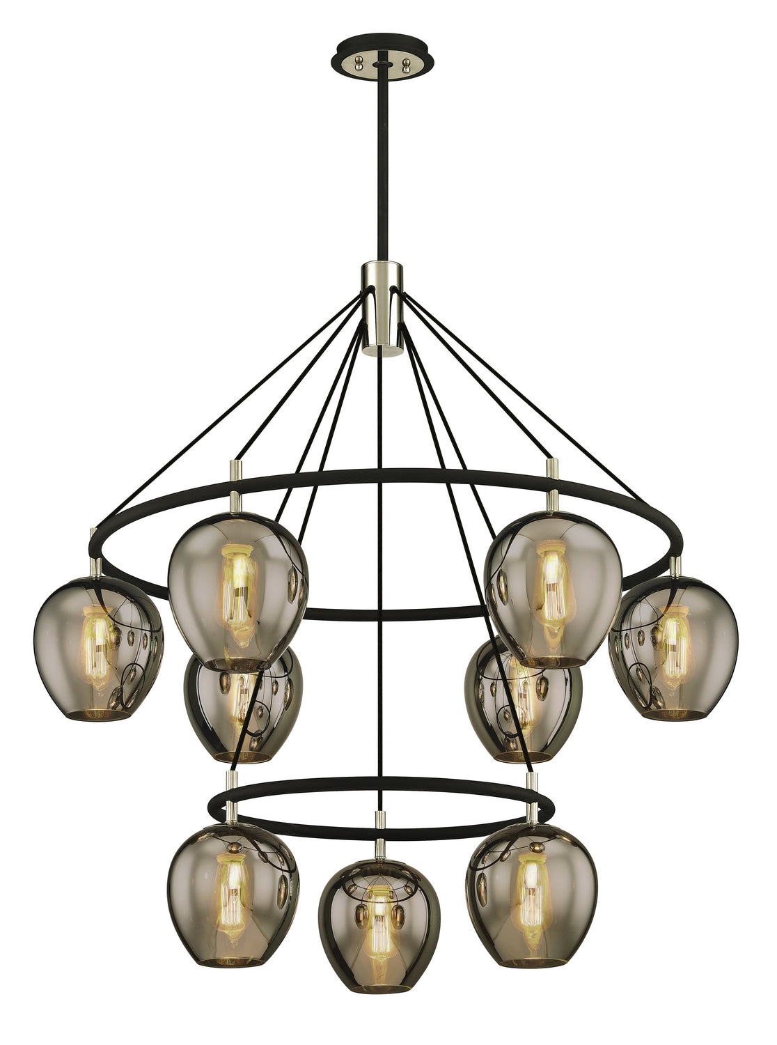 Troy Lighting - F6219-TBK/PN - Nine Light Chandelier - Iliad - Textured Black & Polish Nickel