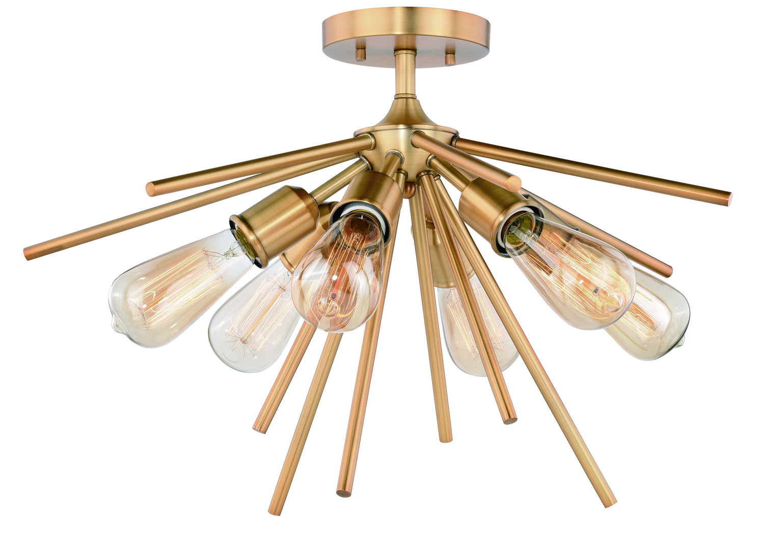 Vaxcel - C0162 - Six Light Semi Flush Mount - Estelle - Natural Brass