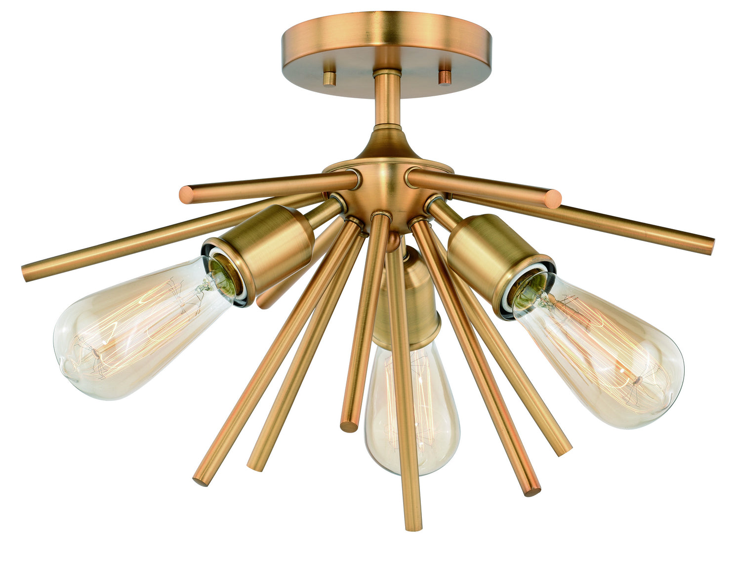 Vaxcel - C0164 - Three Light Semi Flush Mount - Estelle - Natural Brass