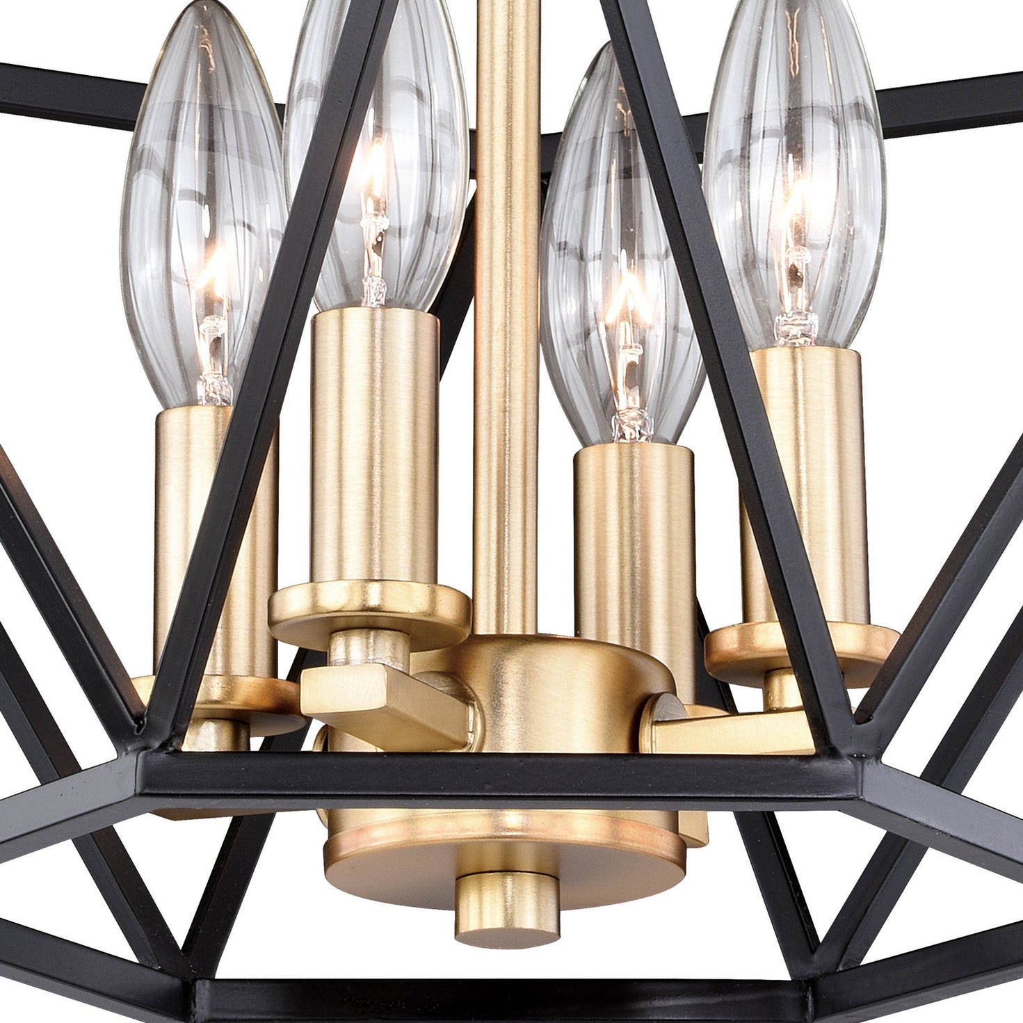 Vaxcel - C0174 - Four Light Semi Flush Mount - Turin - Noble Bronze and Natural Brass
