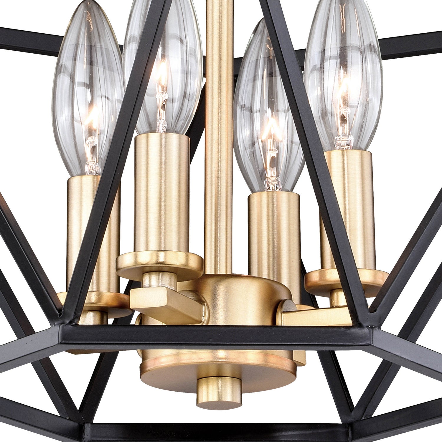 Vaxcel - C0174 - Four Light Semi Flush Mount - Turin - Noble Bronze and Natural Brass