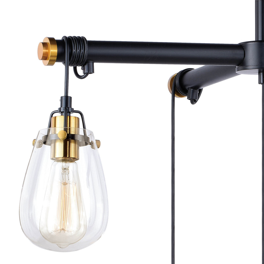 Vaxcel - H0184 - Five Light Chandelier - Kassidy - Black and Natural Brass