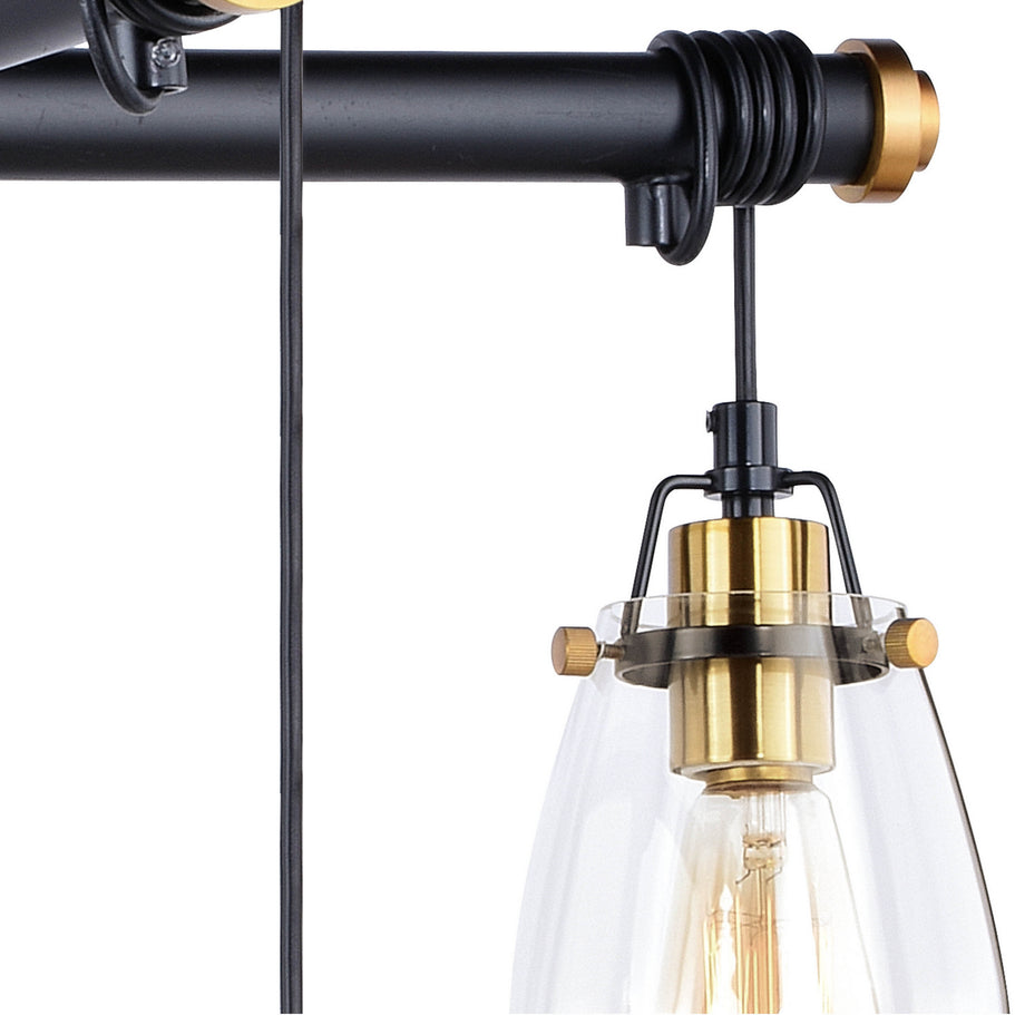 Vaxcel - H0184 - Five Light Chandelier - Kassidy - Black and Natural Brass