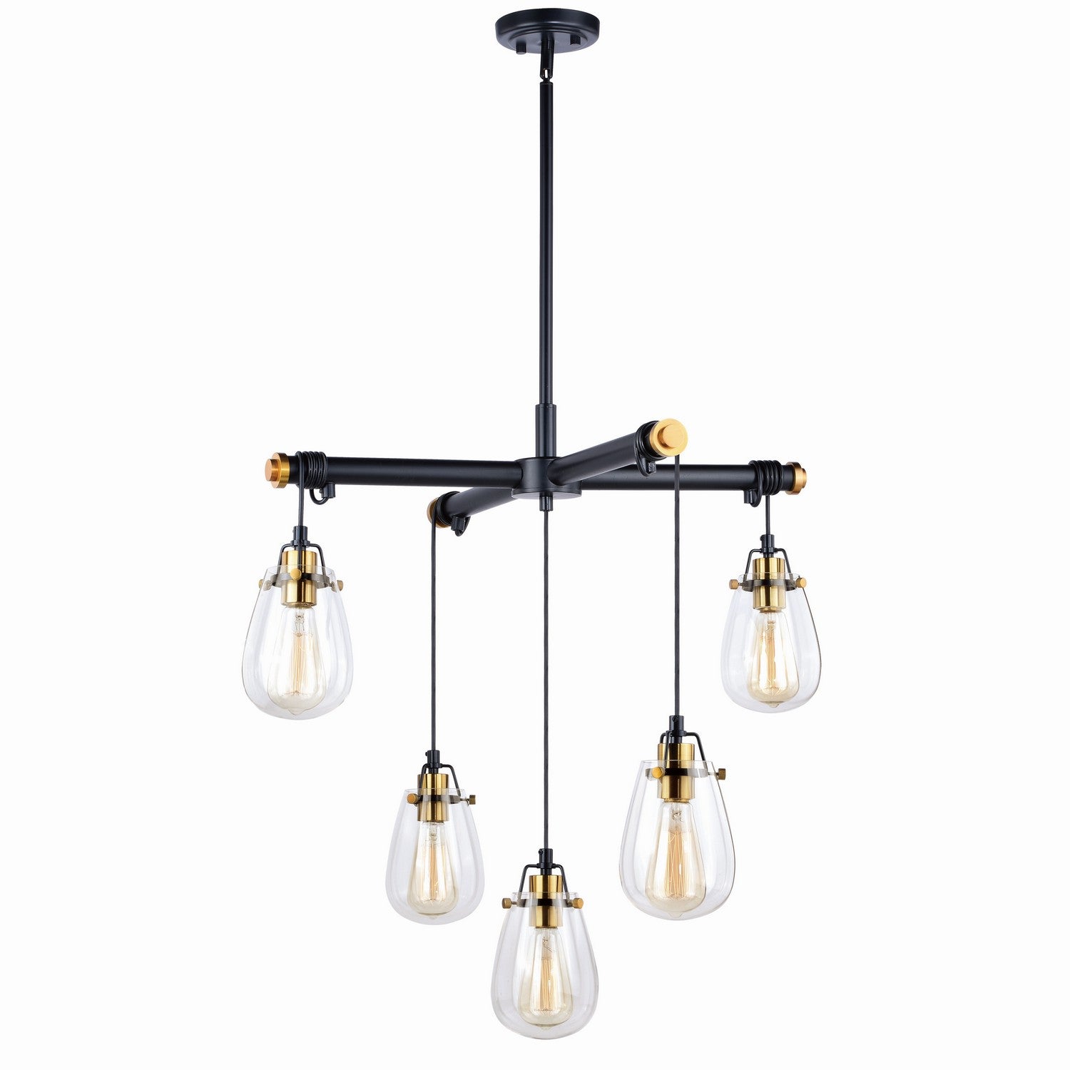Vaxcel - H0184 - Five Light Chandelier - Kassidy - Black/Natural Brass