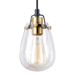 Vaxcel - P0232 - One Light Mini Pendant - Kassidy - Black and Natural Brass