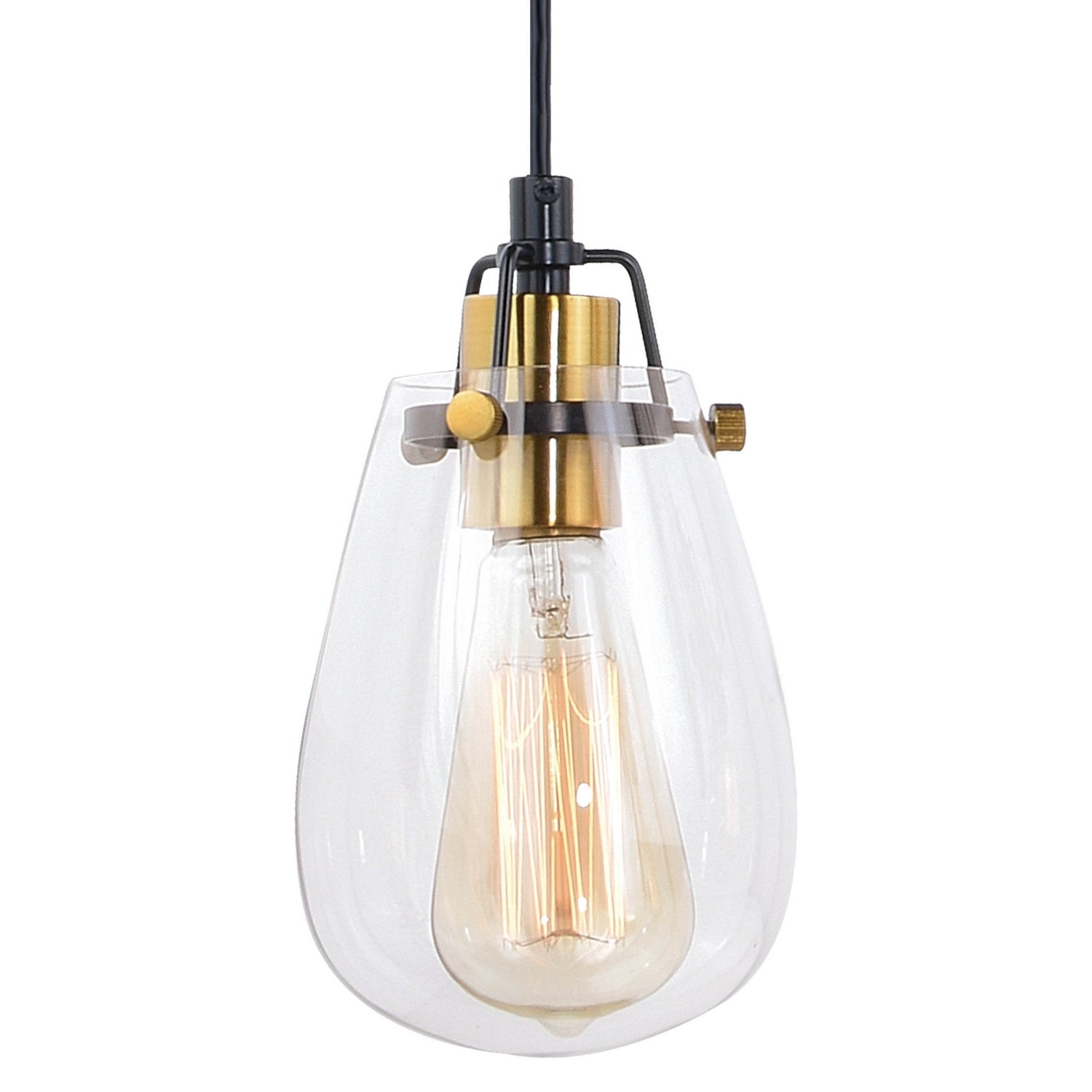 Vaxcel - P0234 - Four Light Linear Chandelier - Kassidy - Black and Natural Brass