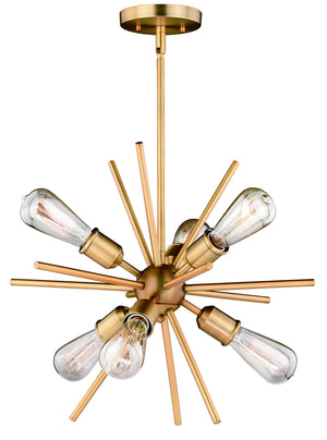 Vaxcel - P0238 - Six Light Pendant - Estelle - Natural Brass