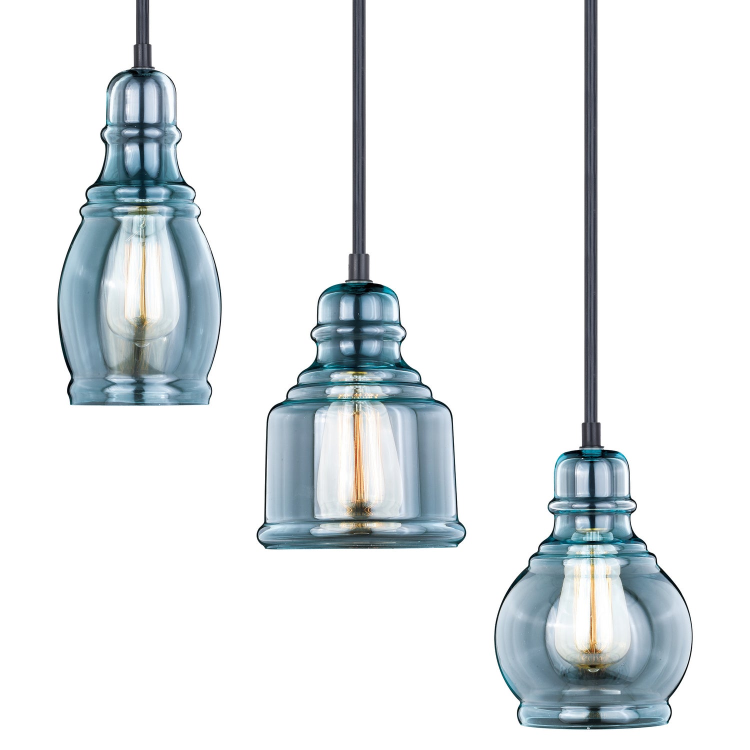 Vaxcel - P0250 - Three Light Mini Pendant - Millie - Satin Nickel and Oil Rubbed Bronze