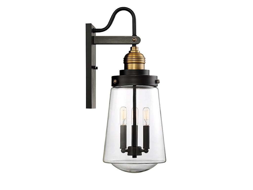 Savoy House - 5-2068-51 - Three Light Wall Lantern - Macauley - Vintage Black with Warm Brass