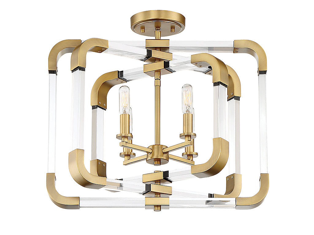 Savoy House - 6-1662-4-322 - Four Light Semi-Flush Mount - Rotterdam - Warm Brass