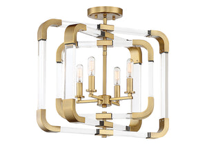 Savoy House - 6-1662-4-322 - Four Light Semi-Flush Mount - Rotterdam - Warm Brass