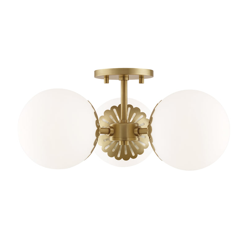 Mitzi - H193603-AGB - Three Light Semi Flush Mount - Paige - Aged Brass