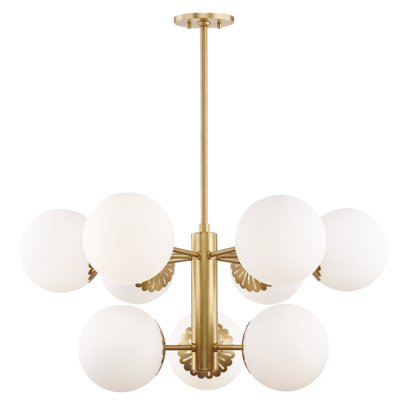 Mitzi - H193809-AGB - Nine Light Chandelier - Paige - Aged Brass