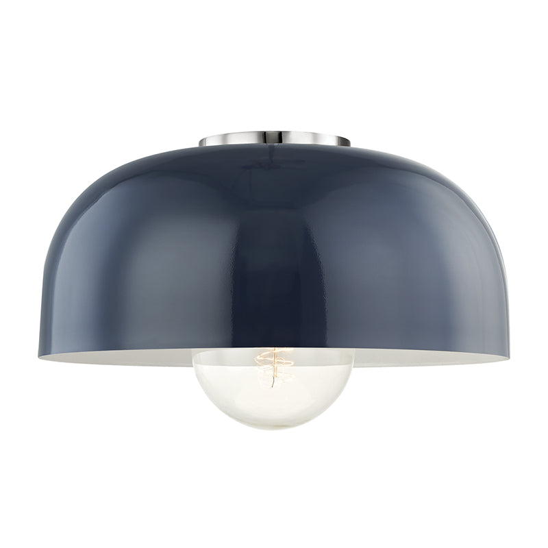 Mitzi - H199501L-PN/NVY - One Light Flush Mount - Avery - Polished Nickel/Navy