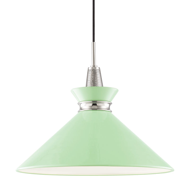 Mitzi - H251701L-PN/MNT - One Light Pendant - Kiki - Polished Nickel/Mint