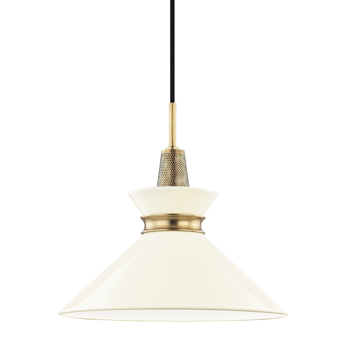 Mitzi - H251701S-AGB/CR - One Light Pendant - Kiki - Aged Brass/Cream