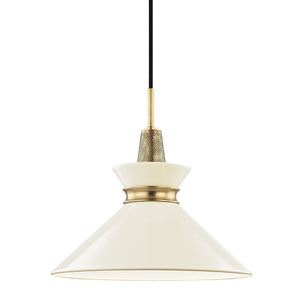 Mitzi - H251701S-AGB/CR - One Light Pendant - Kiki - Aged Brass/Cream