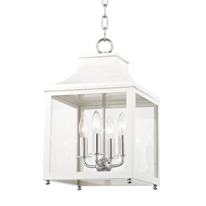 Mitzi - H259704S-PN/WH - Four Light Lantern - Leigh - Polished Nickel/White