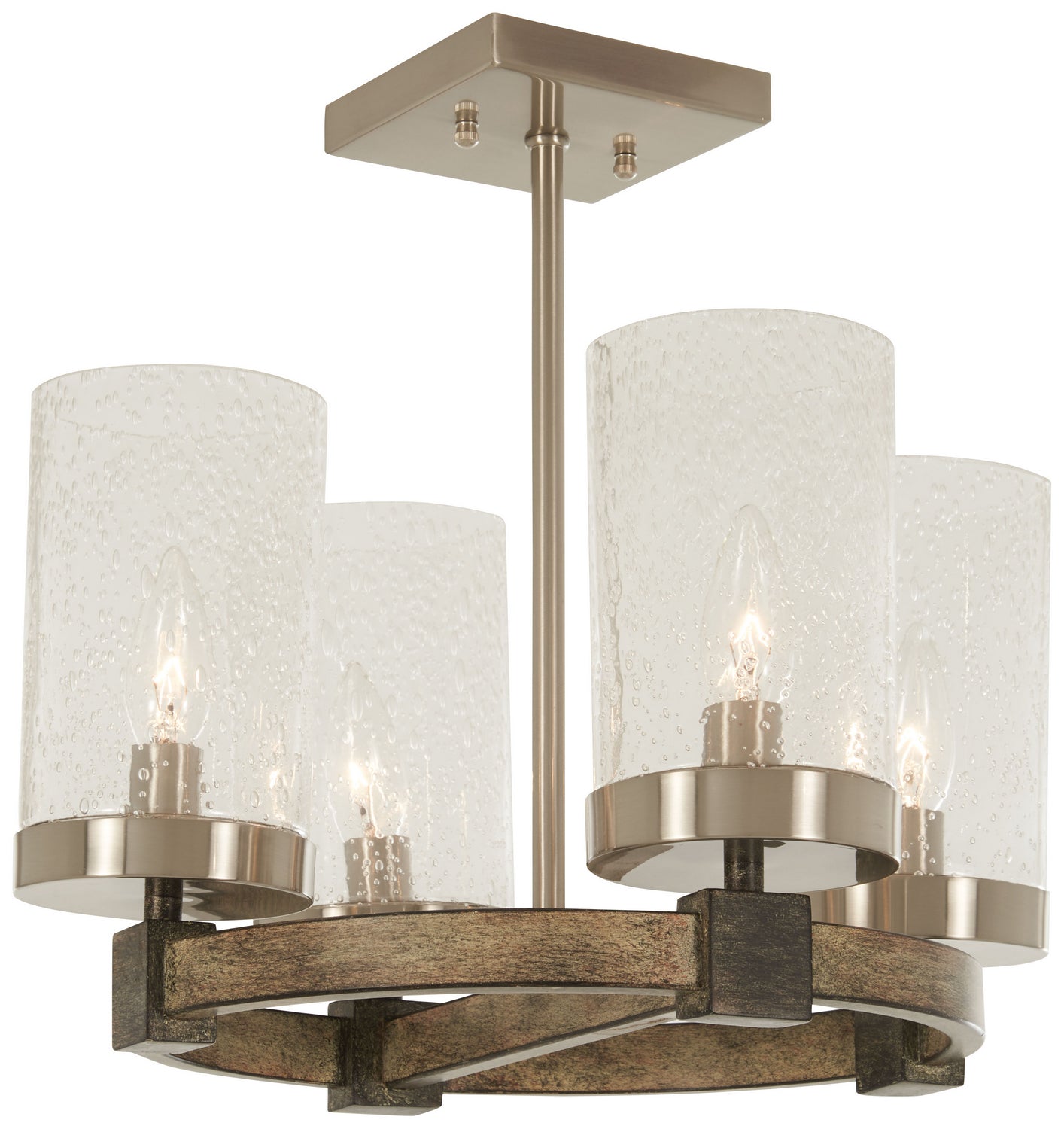 Minka-Lavery - 4637-106 - Four Light Semi Flush Mount - Bridlewood - Stone Grey w/Brushed Nickel