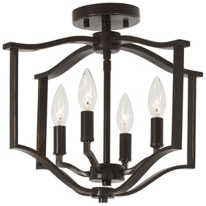 Minka-Lavery - 4656-579 - Four Light Semi Flush Mount - Elyton - Downtown Bronze w/Gold Highlights