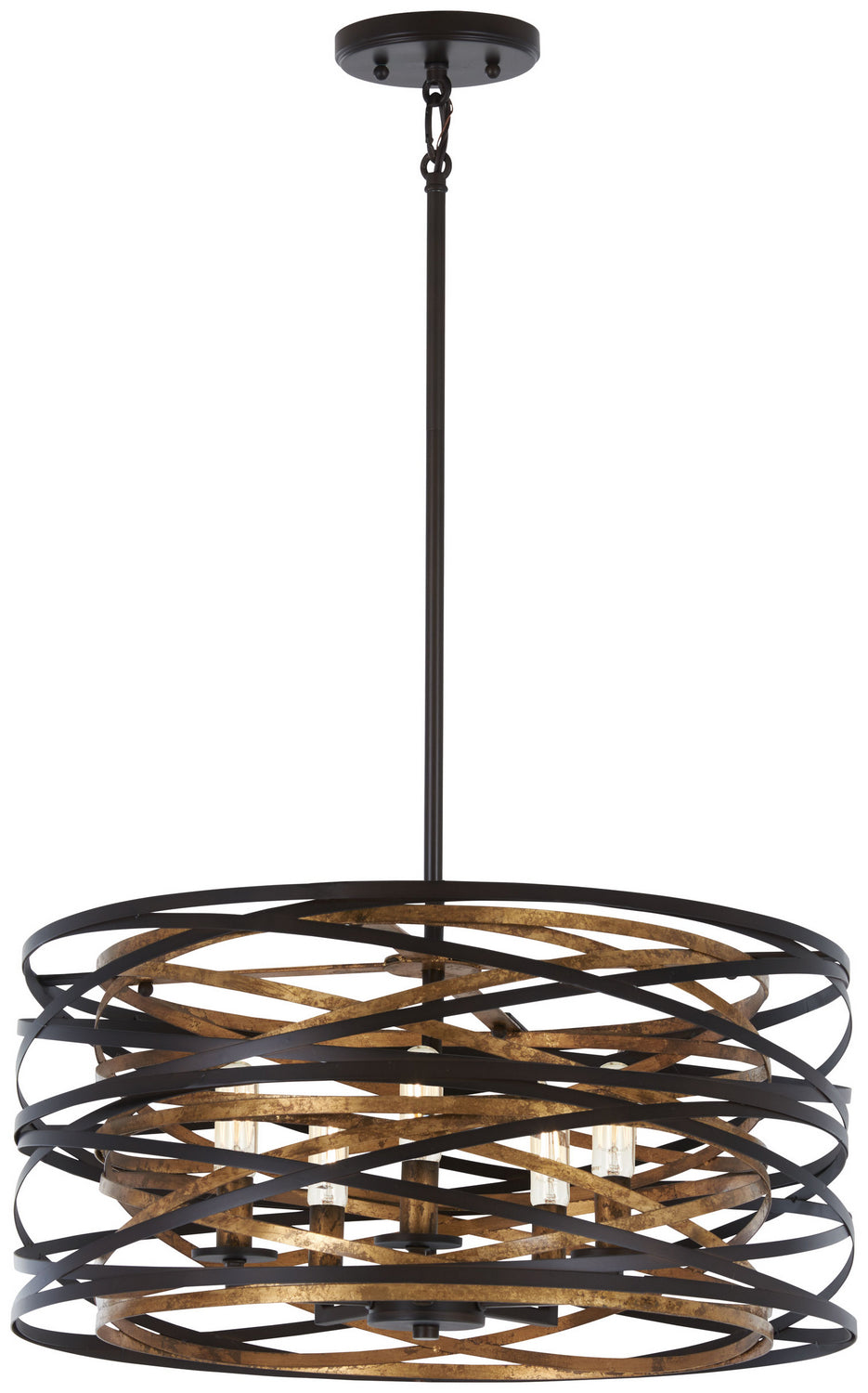 Minka-Lavery - 4671-111 - Five Light Semi Flush Mount - Vortic Flow - Dark Bronze w/Mosaic Gold Interior