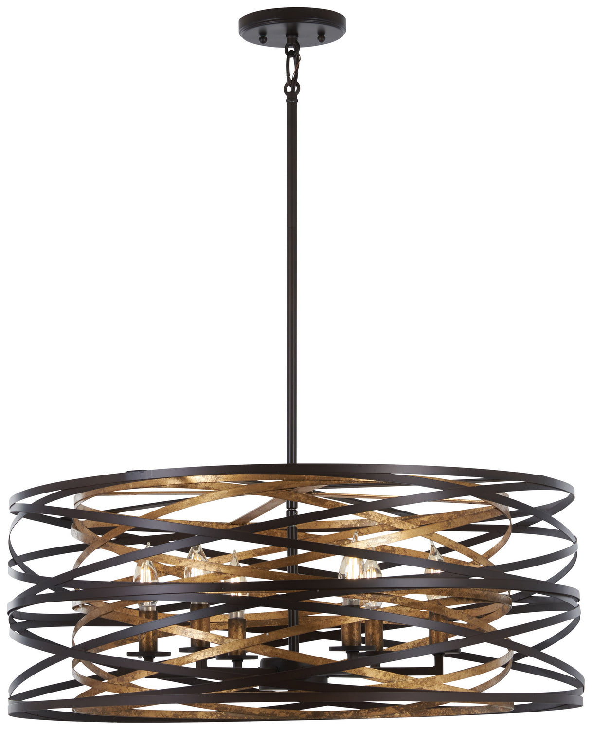 Minka-Lavery - 4673-111 - Six Light Pendant - Vortic Flow - Dark Bronze w/Mosaic Gold Interior