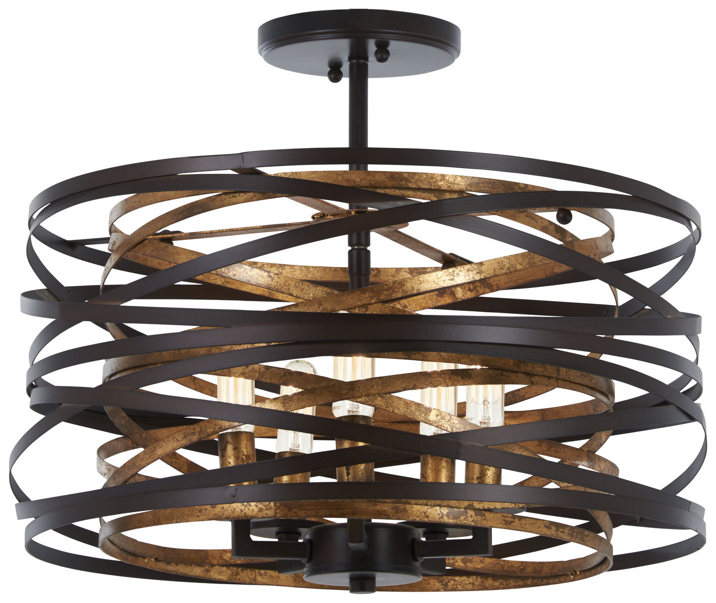 Minka-Lavery - 4675-111 - Five Light Pendant (Convertible To Semiflush) - Vortic Flow - Dark Bronze w/Mosaic Gold Interior