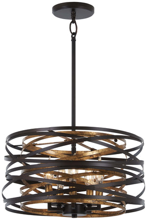Minka-Lavery - 4675-111 - Five Light Pendant (Convertible To Semiflush) - Vortic Flow - Dark Bronze w/Mosaic Gold Interior