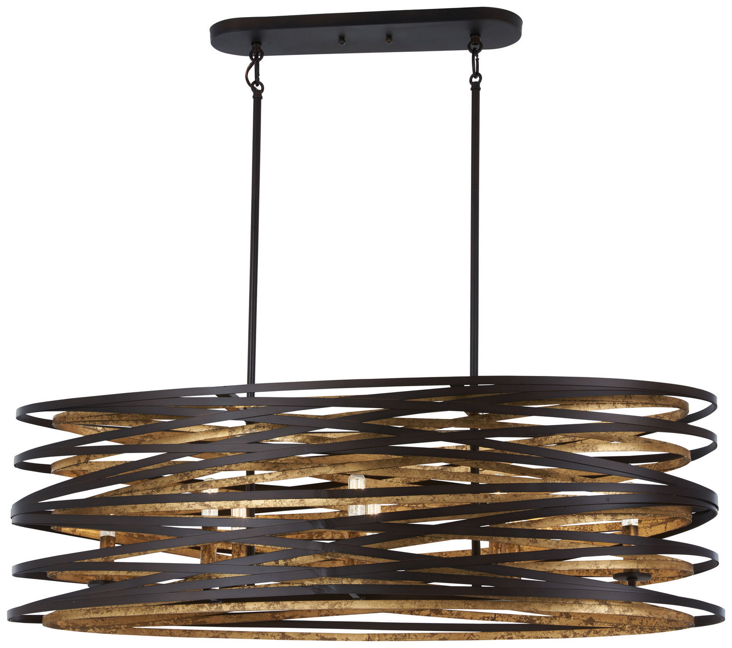 Minka-Lavery - 4676-111 - Eight Light Island Pendant - Vortic Flow - Dark Bronze w/Mosaic Gold Interior