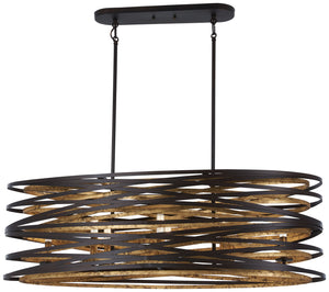 Minka-Lavery - 4676-111 - Eight Light Island Pendant - Vortic Flow - Dark Bronze w/Mosaic Gold Interior