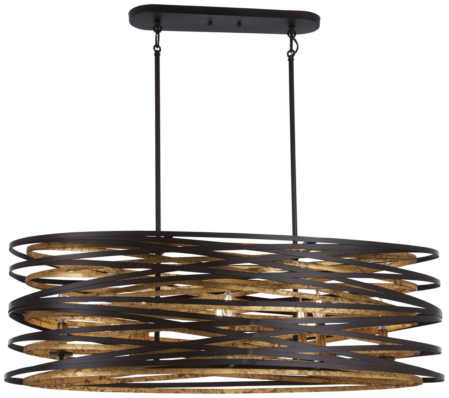 Minka-Lavery - 4676-111 - Eight Light Island Pendant - Vortic Flow - Dark Bronze w/Mosaic Gold Interior