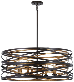 Minka-Lavery - 4677-111 - Eight Light Pendant - Vortic Flow - Dark Bronze w/Mosaic Gold Interior