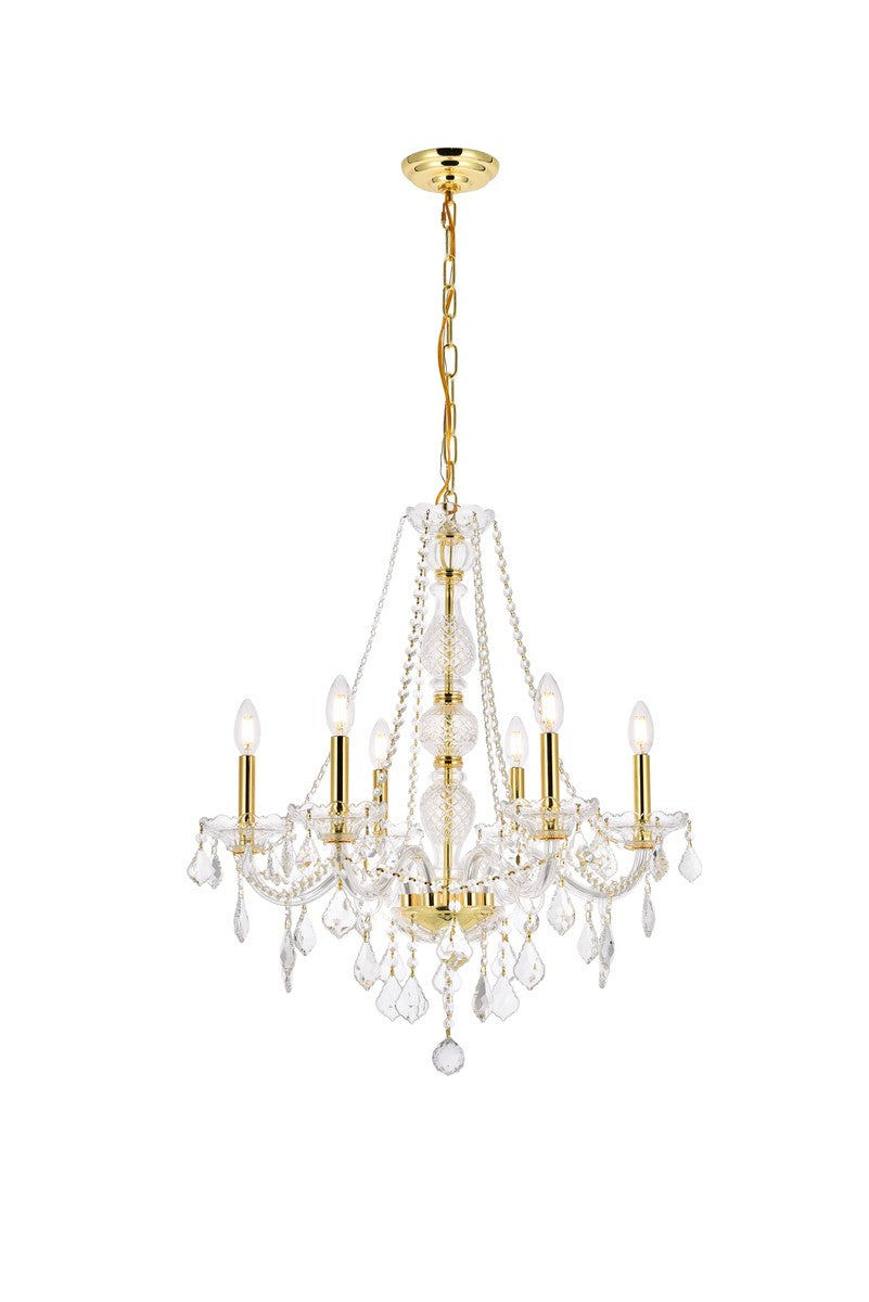 Elegant Lighting - V7856D24G/RC - Six Light Chandelier - Verona - Gold