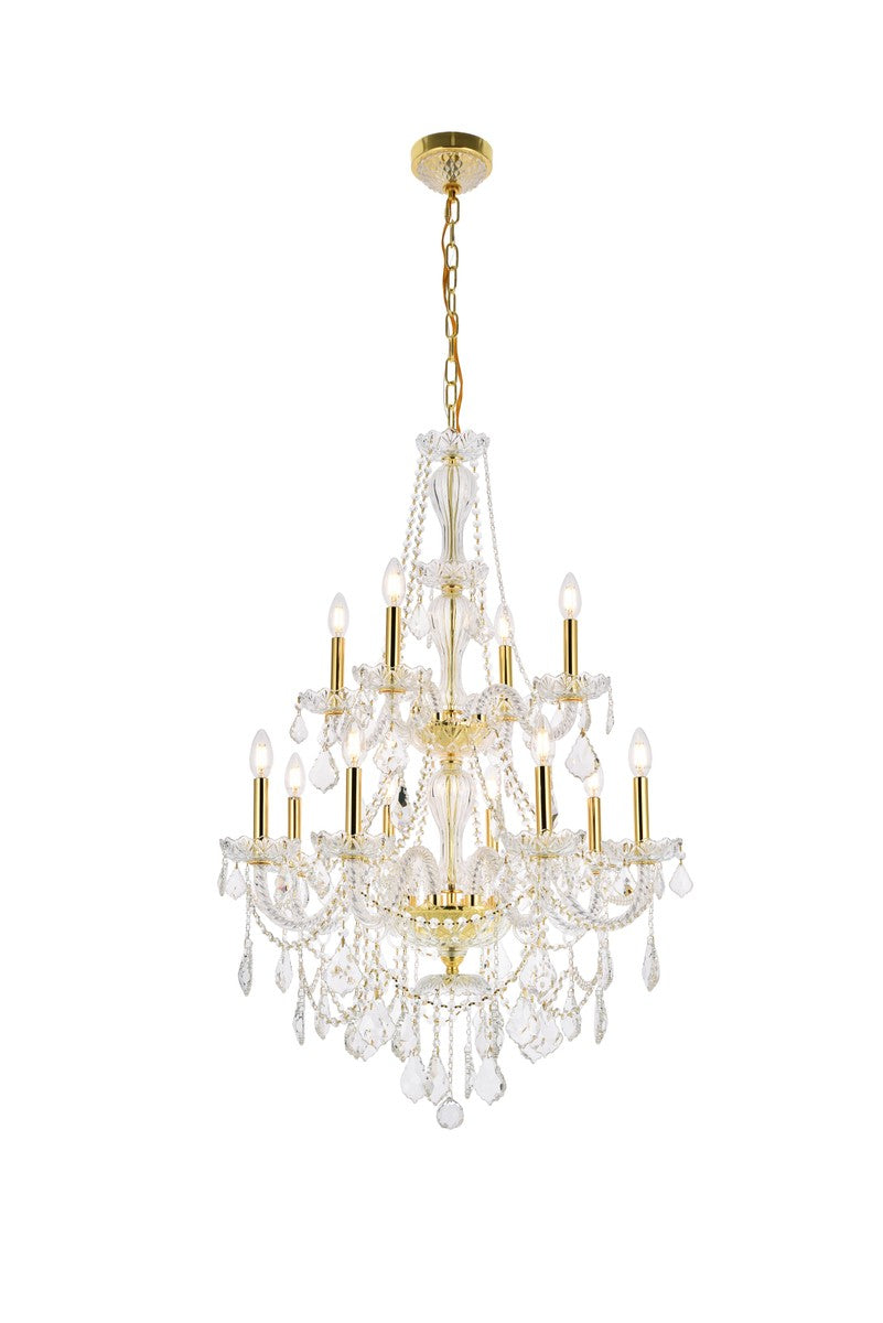 Elegant Lighting - V7890D28G/RC - 12 Light Chandelier - Giselle - Gold