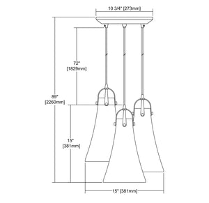 ELK Home - 10555/3 - Three Light Pendant - Hand Formed Glass - Oil Rubbed Bronze