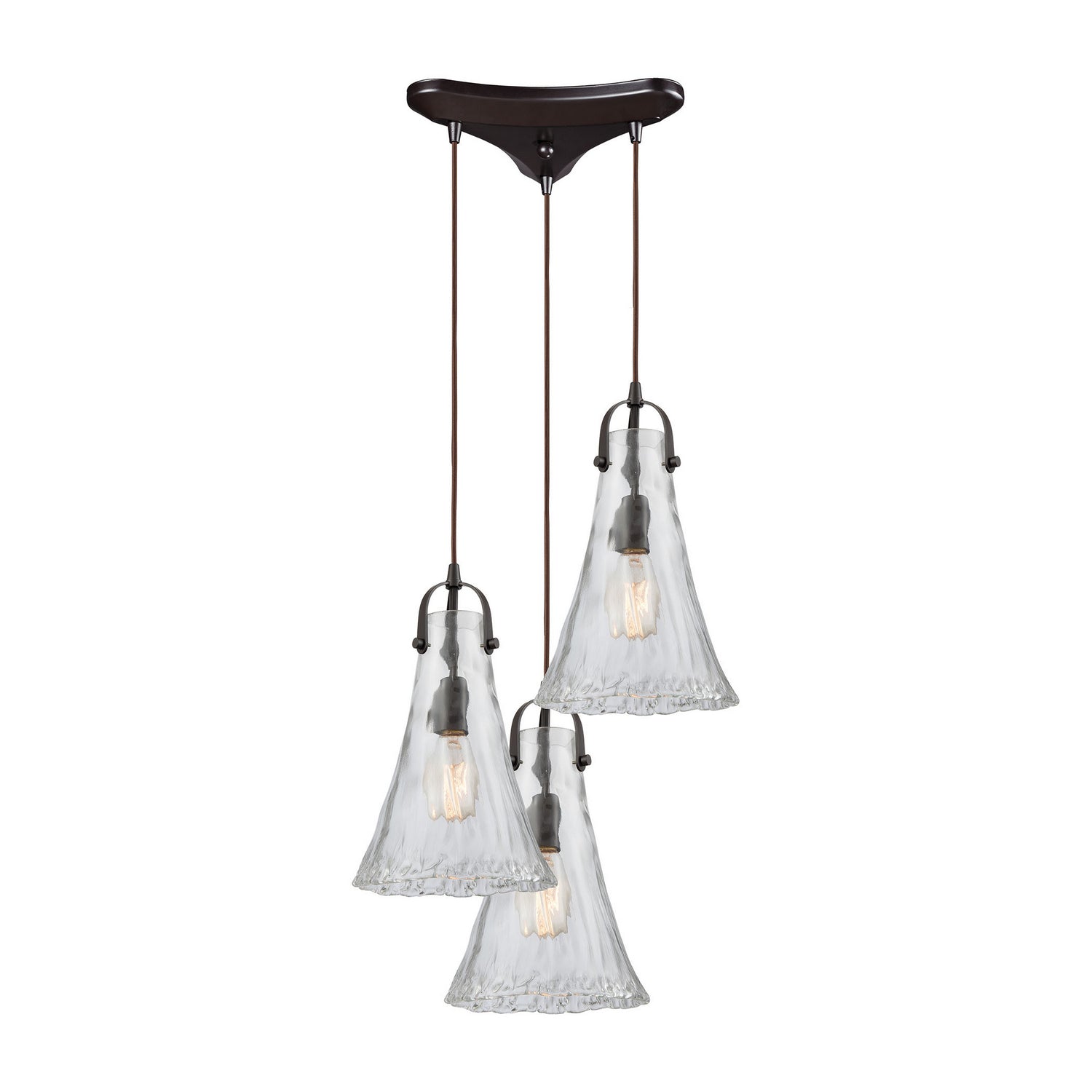 ELK Home - 10555/3 - Three Light Pendant - Hand Formed Glass - Oil Rubbed Bronze