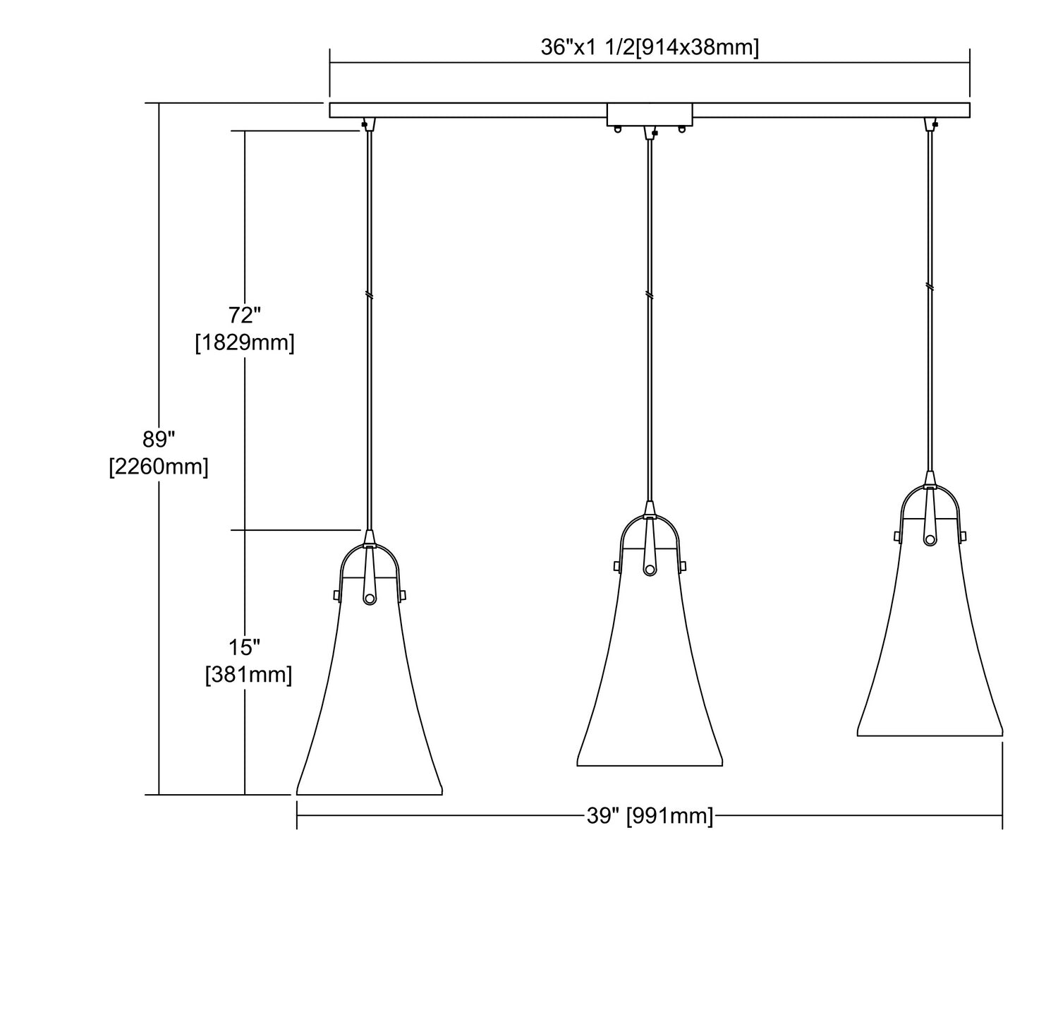 ELK Home - 10555/3L - Three Light Pendant - Hand Formed Glass - Oil Rubbed Bronze