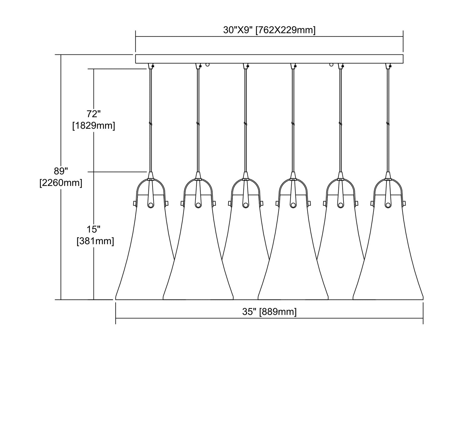 ELK Home - 10555/6RC - Six Light Pendant - Hand Formed Glass - Oil Rubbed Bronze