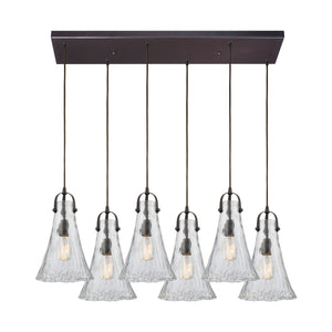 ELK Home - 10555/6RC - Six Light Pendant - Hand Formed Glass - Oil Rubbed Bronze