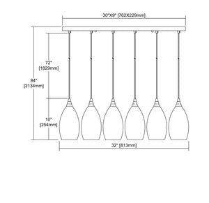 ELK Home - 10630/6RC - Six Light Pendant - Collanino - Satin Nickel