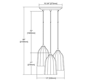 ELK Home - 10671/3 - Three Light Pendant - Hand Formed Glass - Oil Rubbed Bronze