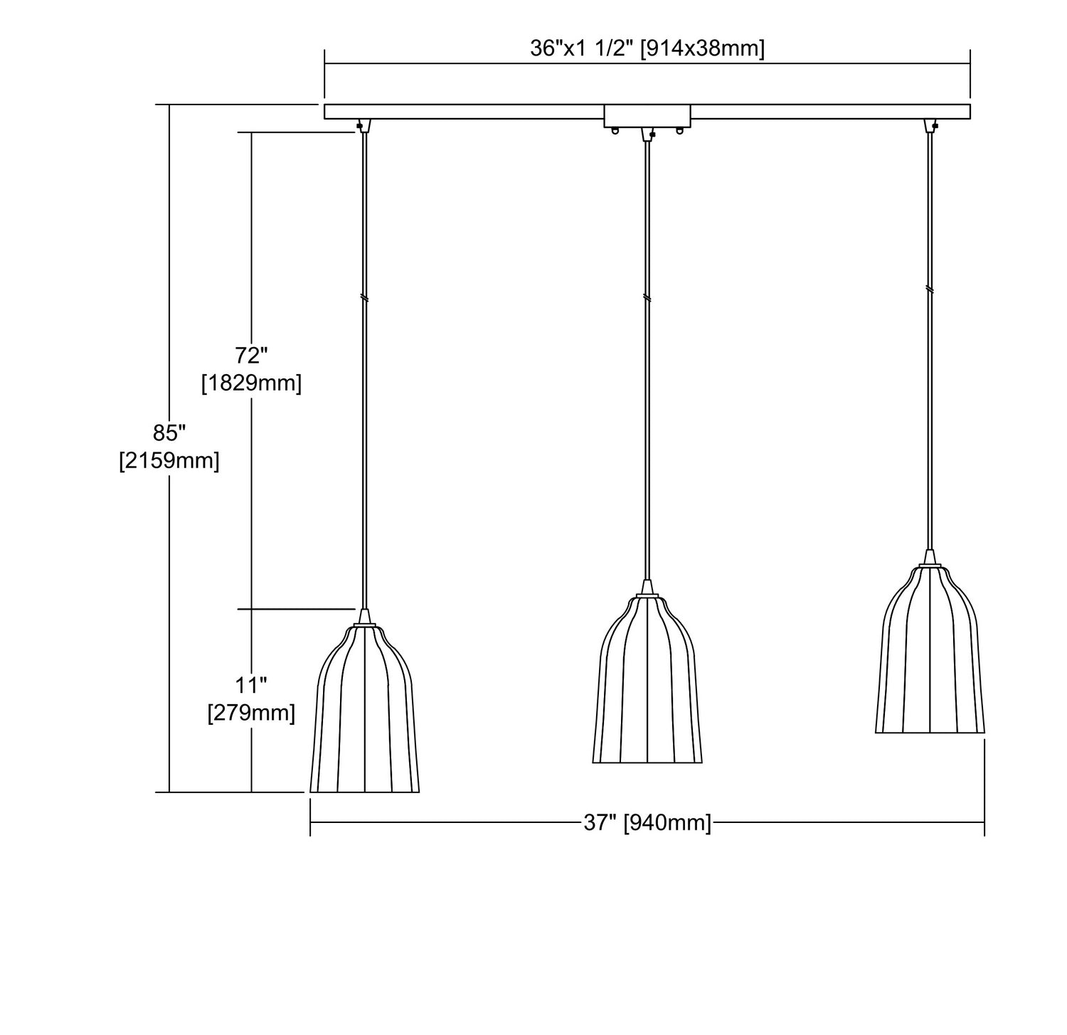 ELK Home - 10671/3L - Three Light Pendant - Hand Formed Glass - Oil Rubbed Bronze